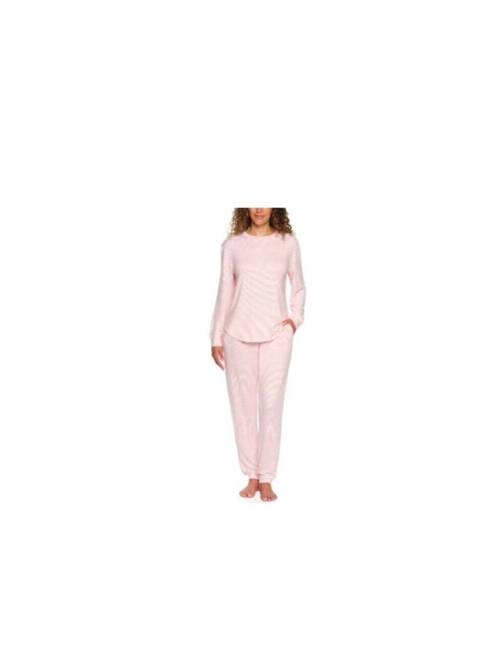 LOFT Womens 2-Piece Pajama Set Pink Stripe Red Pink Size XXL